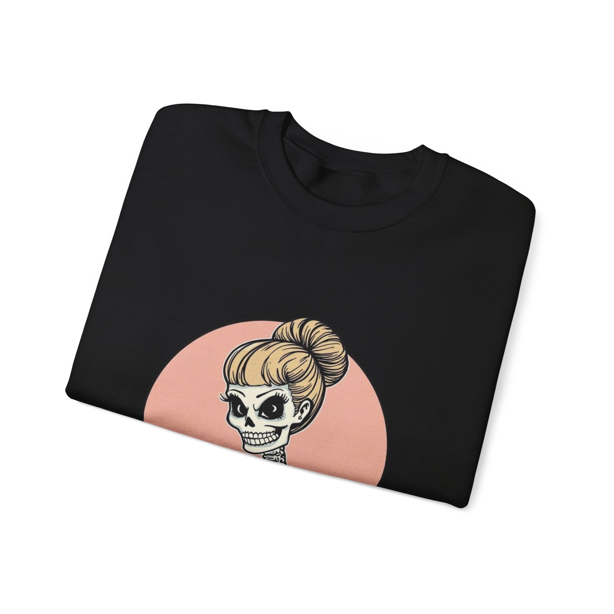 Skeleton Girl Soccer Crewneck Sweatshirt — Cute Gothic Soccer Mom Graphic