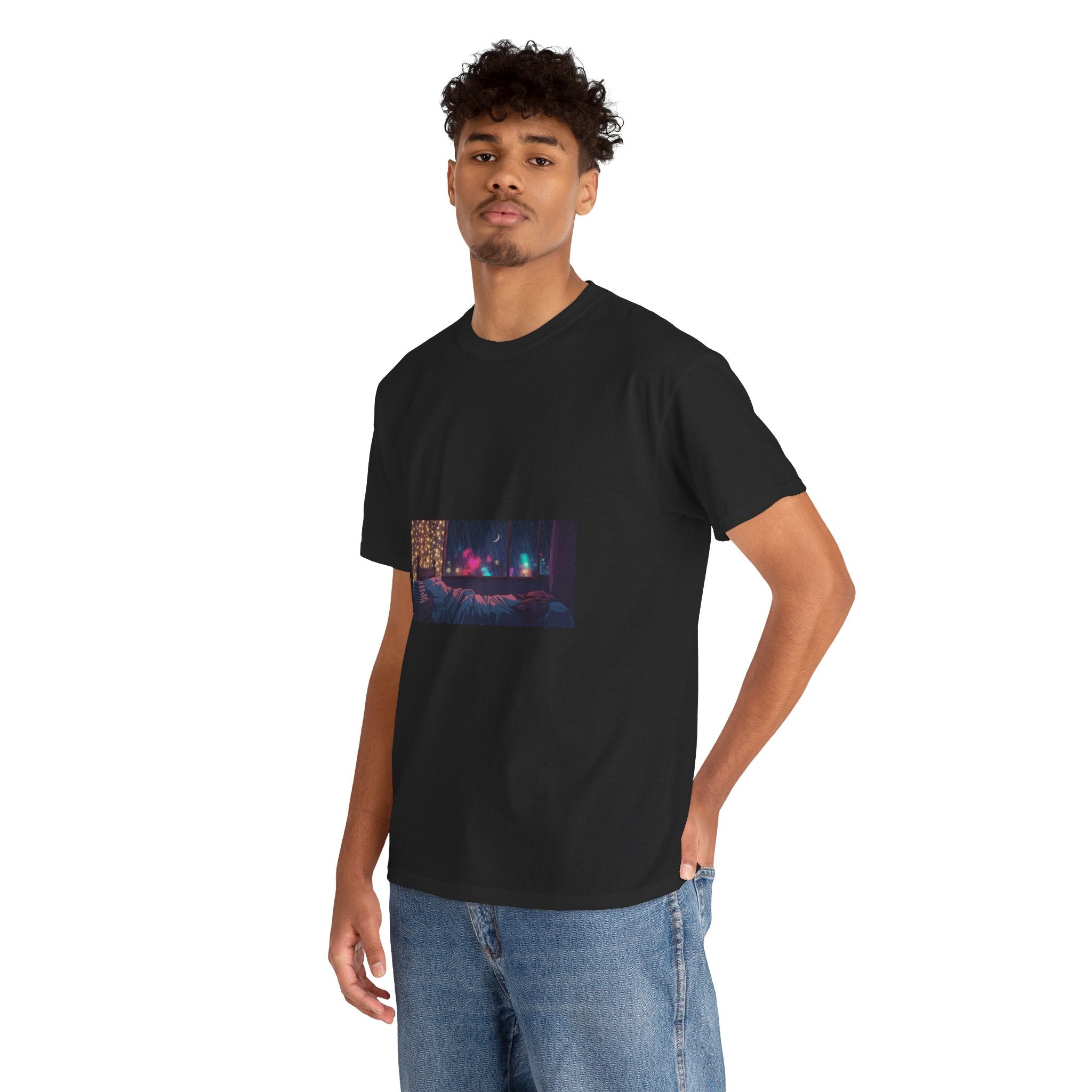 Aesthetic Night Window Tee – Cozy Nightcore Bedroom Graphic T-Shirt