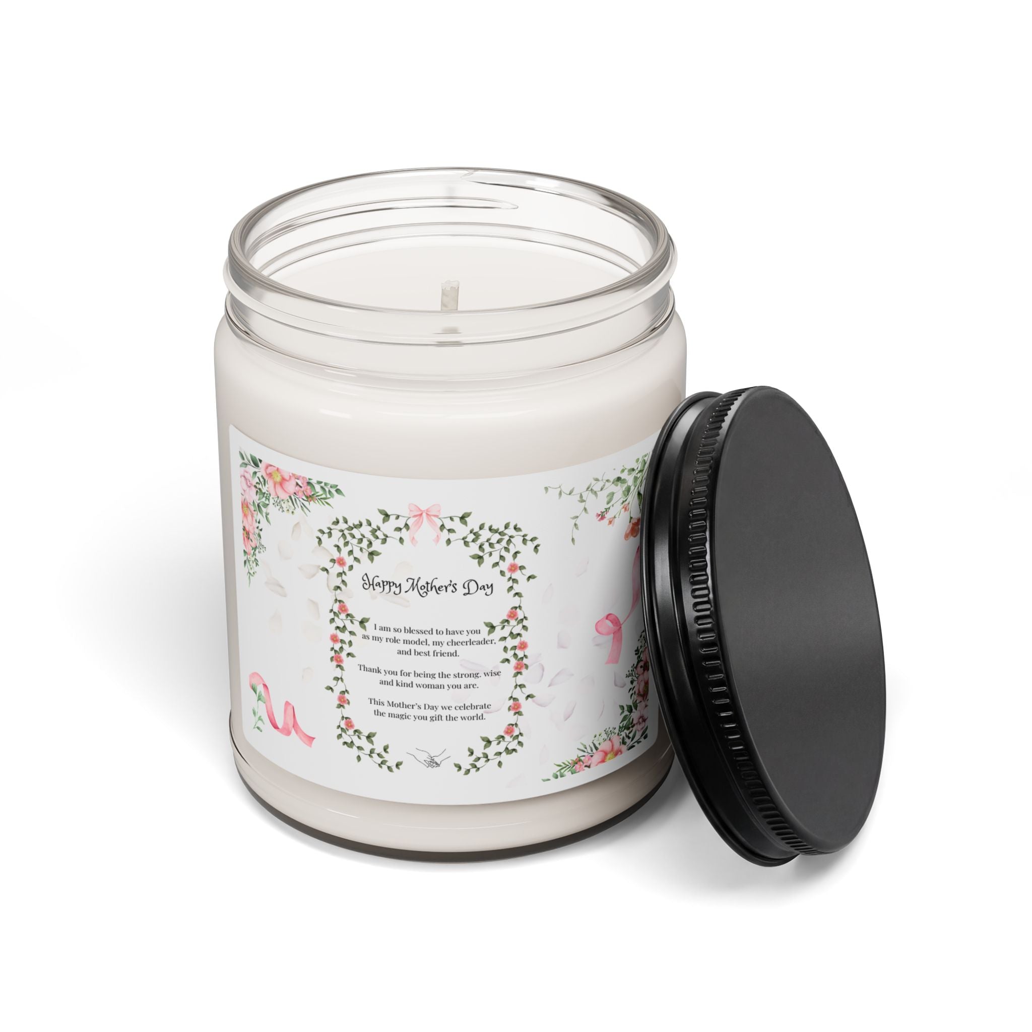 Happy Mother's Day Floral Soy Candle 9oz Scented Jar (Pink Edition)