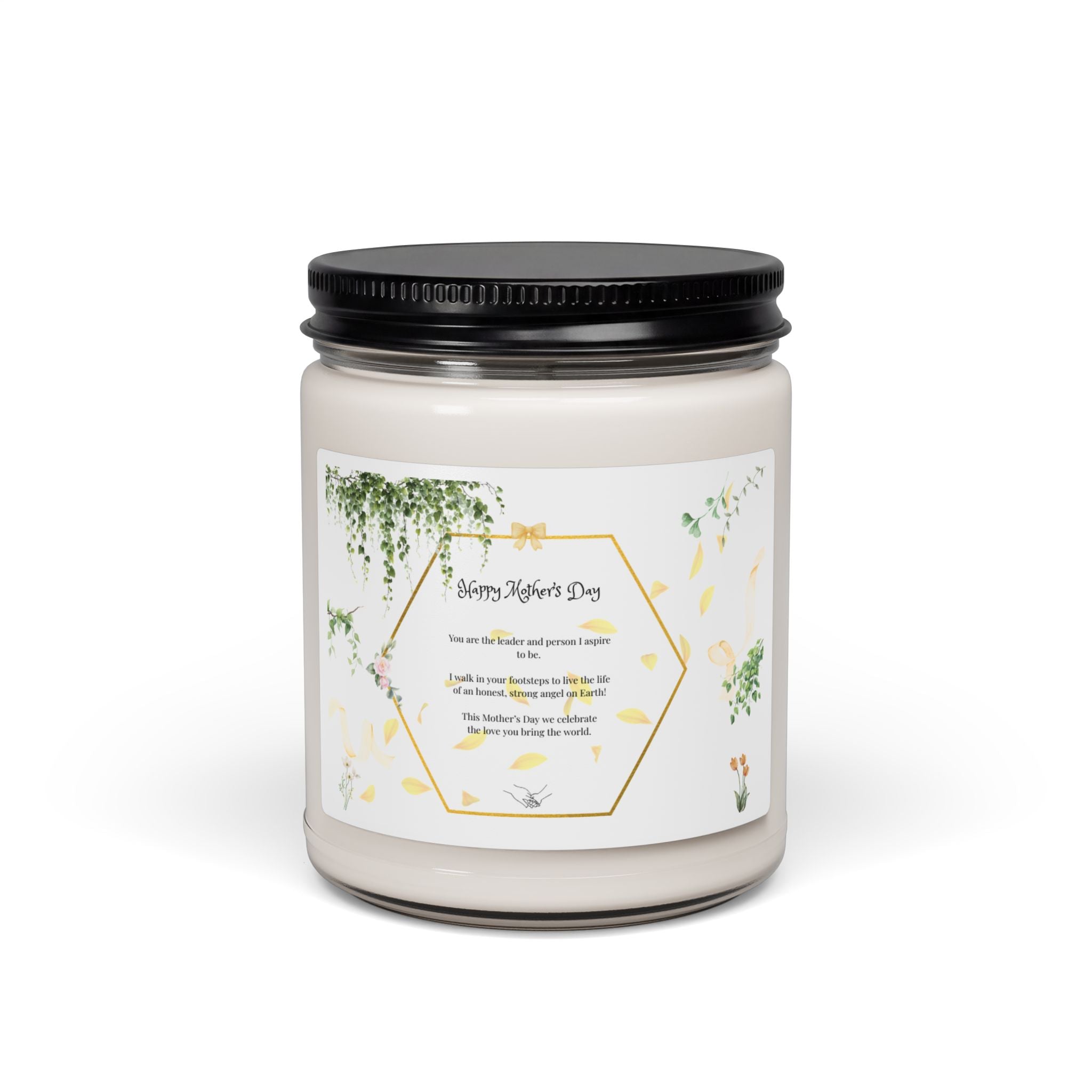 Happy Mother's Day Scented Soy Candle 9oz — Floral & Fresh Gift Jar (Golden Edition)