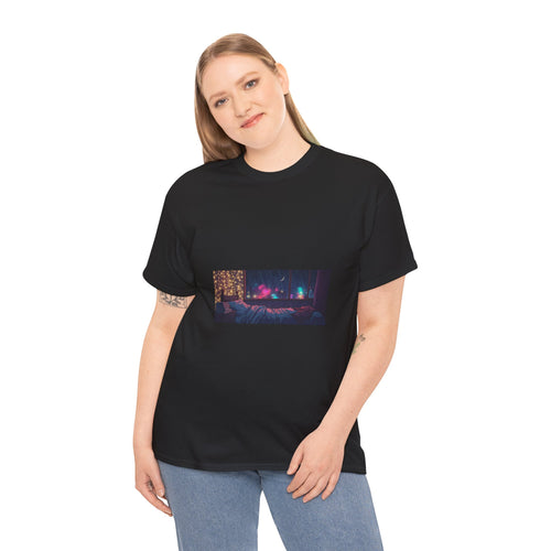 Aesthetic Night Window Tee – Cozy Nightcore Bedroom Graphic T-Shirt