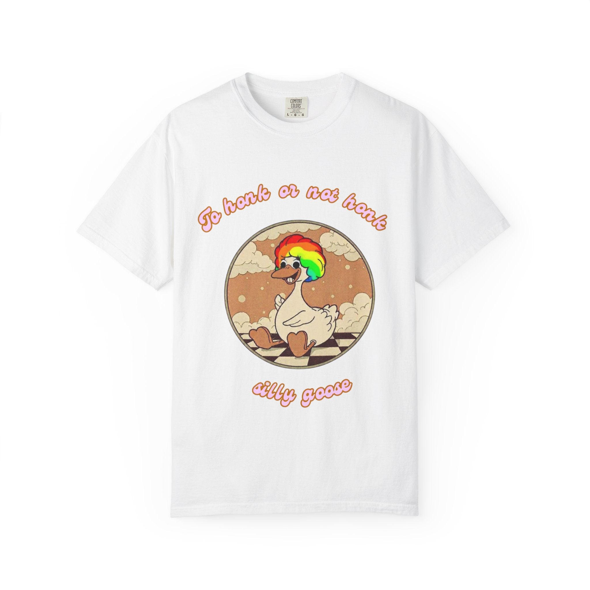 Duck Graphic Tee Shirt — "To honk or not honk, silly goose" Retro Rainbow Design