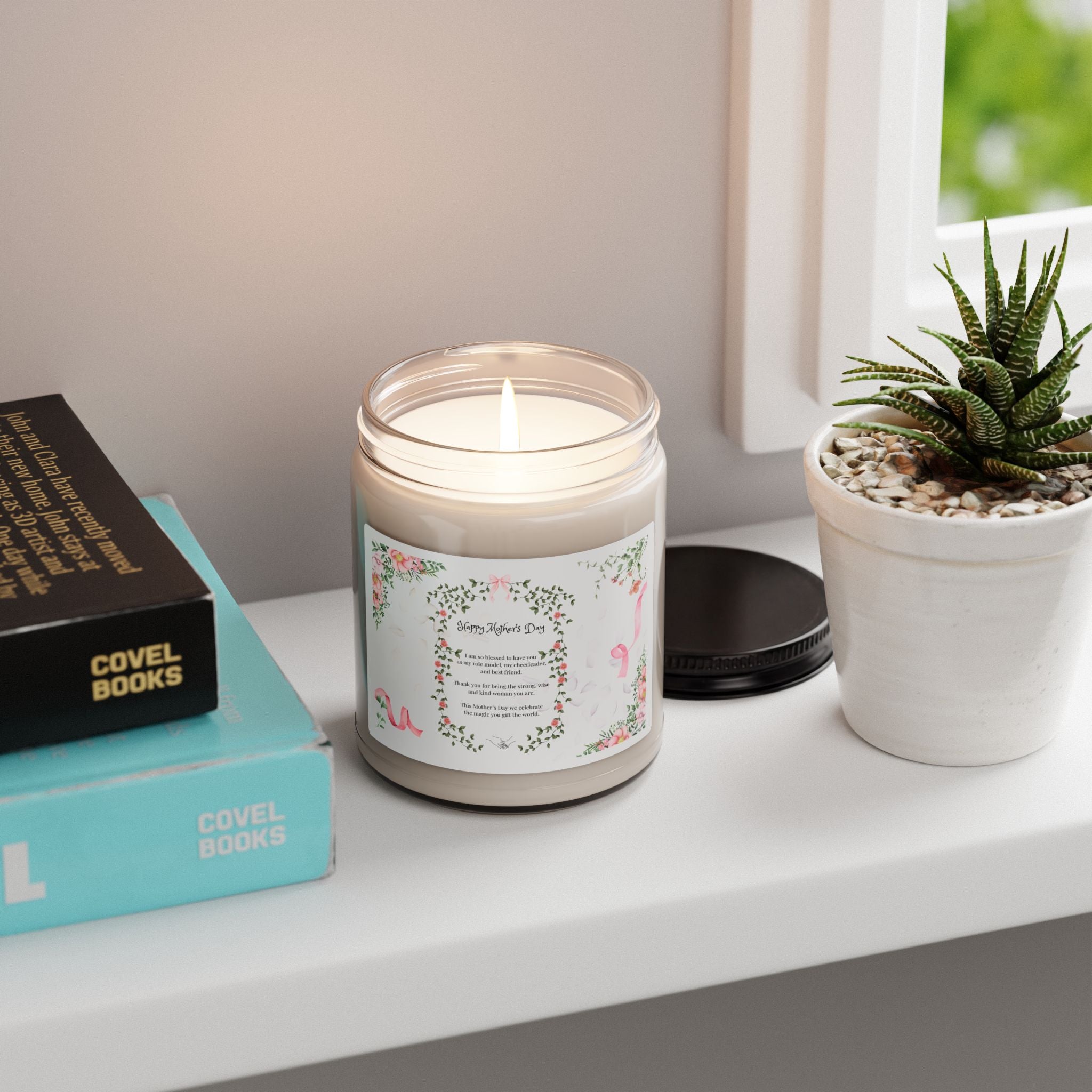 Happy Mother's Day Floral Soy Candle 9oz Scented Jar (Pink Edition)
