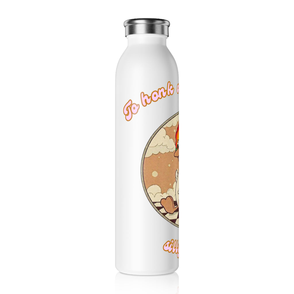 Slim Water Bottle — Vintage Rainbow Duck "To Quack or Not to Quack" Stainless Steel Bottle