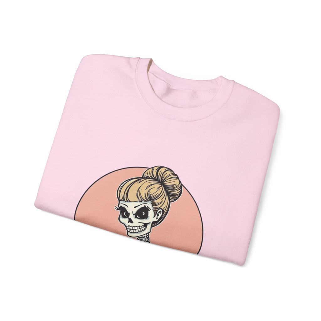 Skeleton Girl Soccer Crewneck Sweatshirt — Cute Gothic Soccer Mom Graphic