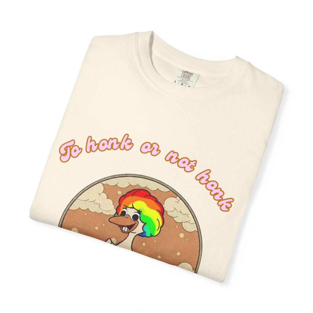 Duck Graphic Tee Shirt — "To honk or not honk, silly goose" Retro Rainbow Design