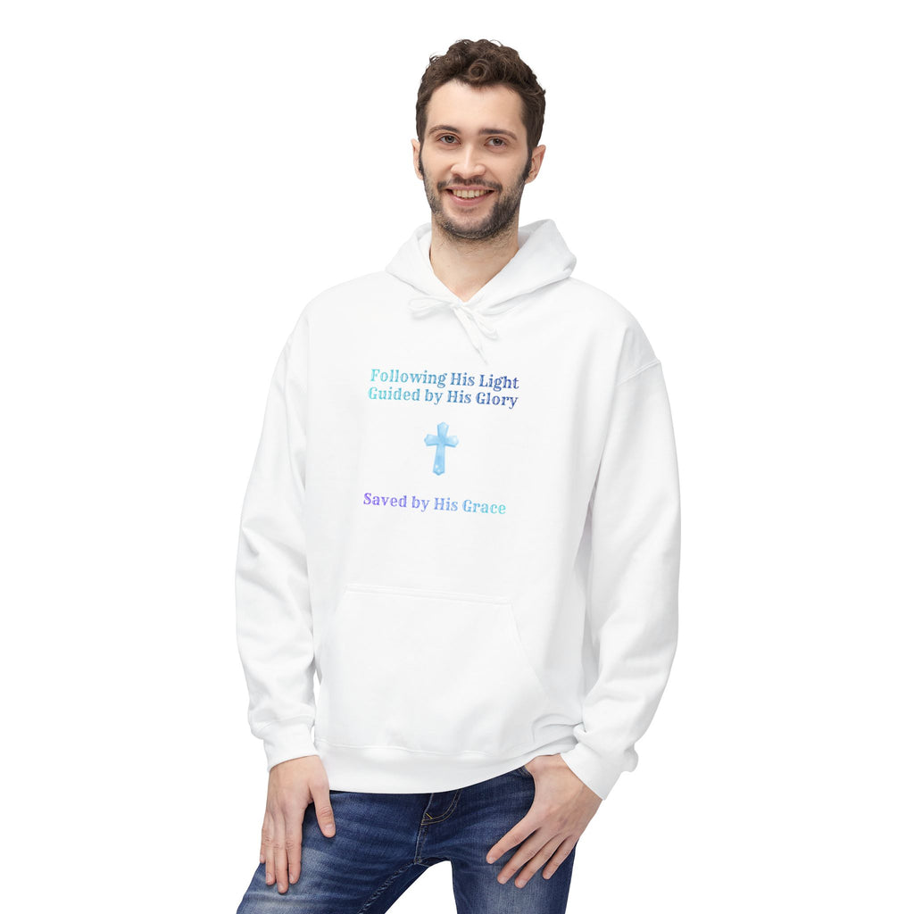 Faith Hoodie – "Follow His Light, Guided By His Glory" Christian Inspirational Pullover
