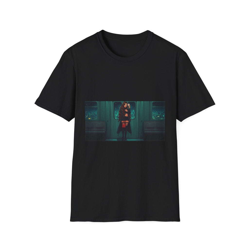 Showgirl's Mysterious Night T-Shirt — Moody Retro Portrait Tee