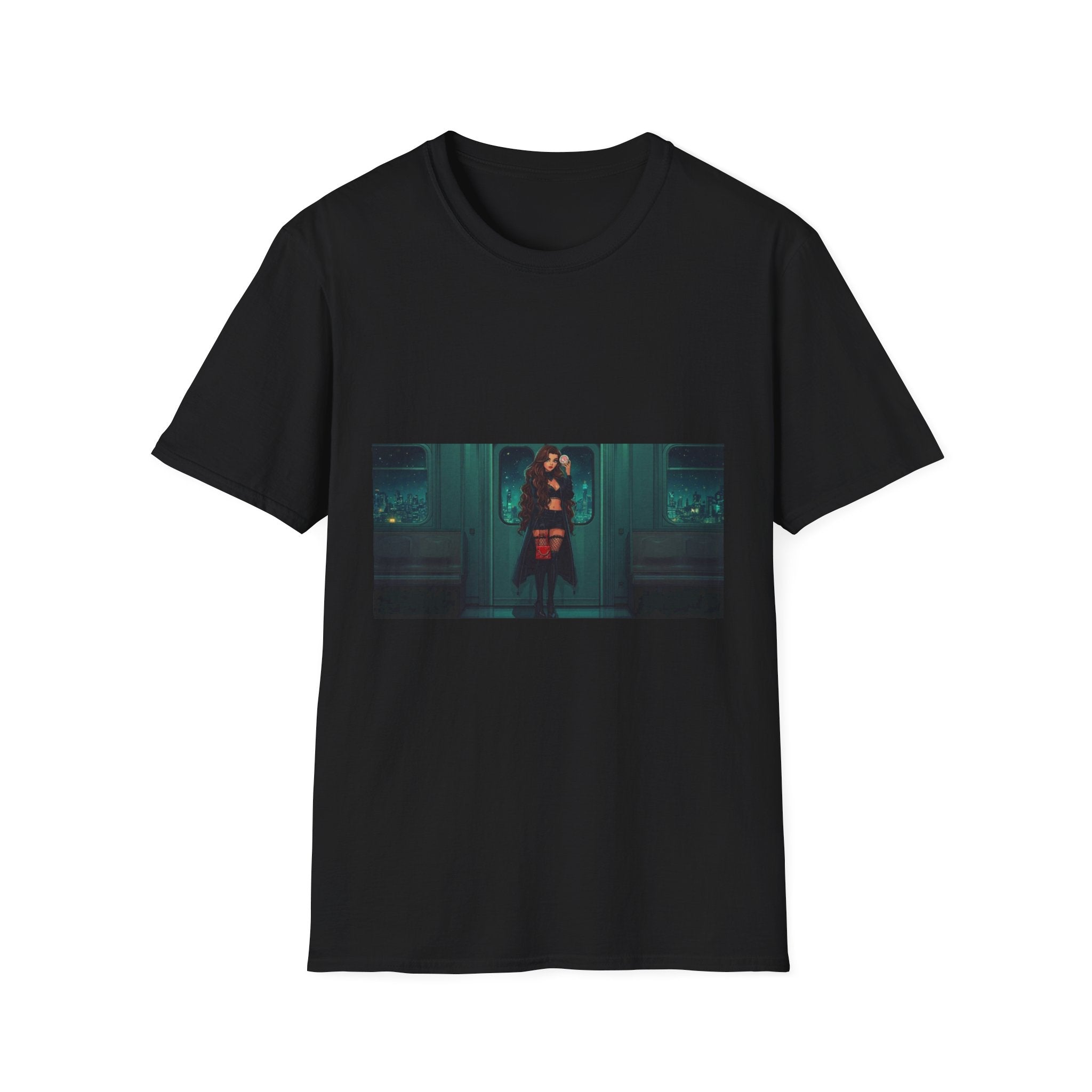 Showgirl's Mysterious Night T-Shirt — Moody Retro Portrait Tee