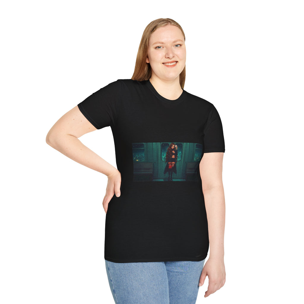 Showgirl's Mysterious Night T-Shirt — Moody Retro Portrait Tee