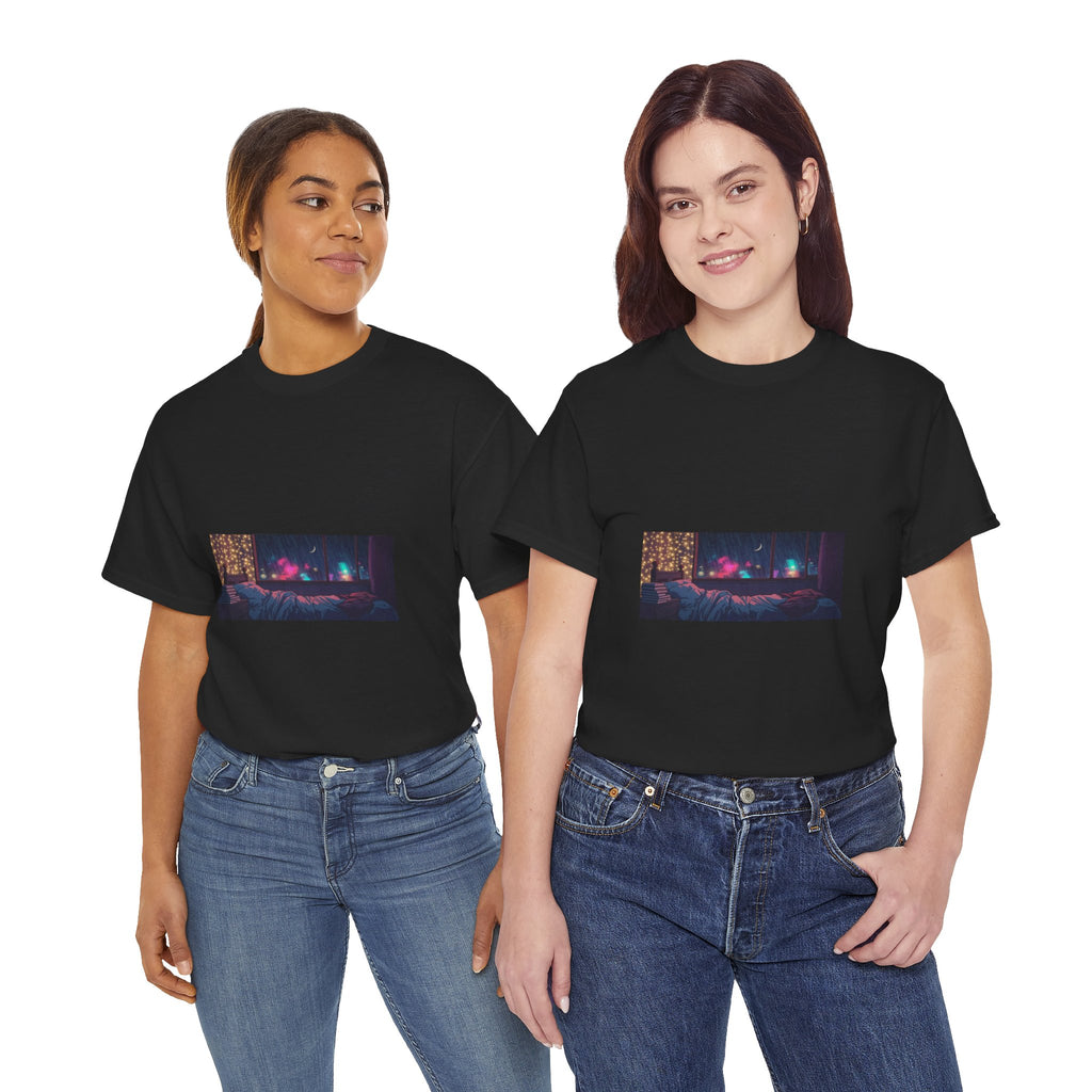 Aesthetic Night Window Tee – Cozy Nightcore Bedroom Graphic T-Shirt