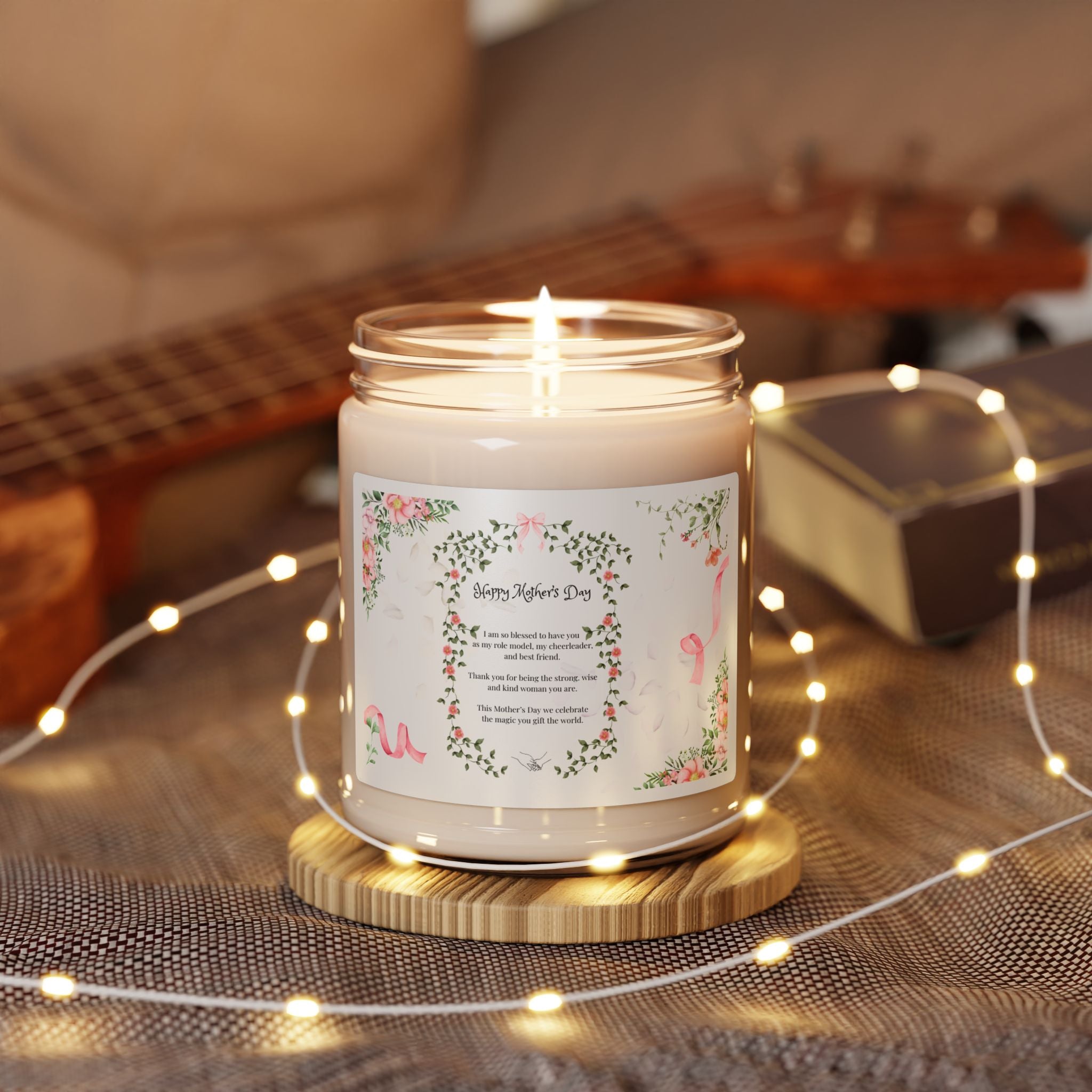 Happy Mother's Day Floral Soy Candle 9oz Scented Jar (Pink Edition)