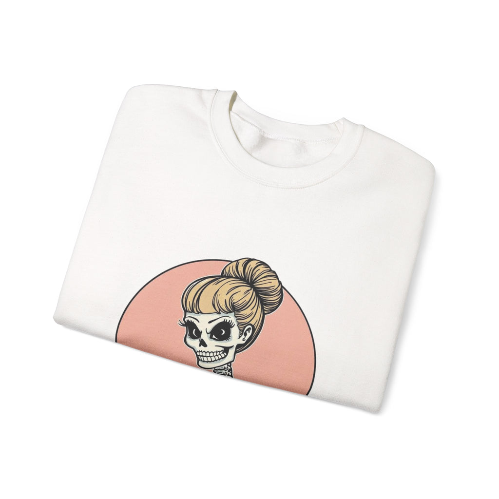 Skeleton Girl Soccer Crewneck Sweatshirt — Cute Gothic Soccer Mom Graphic