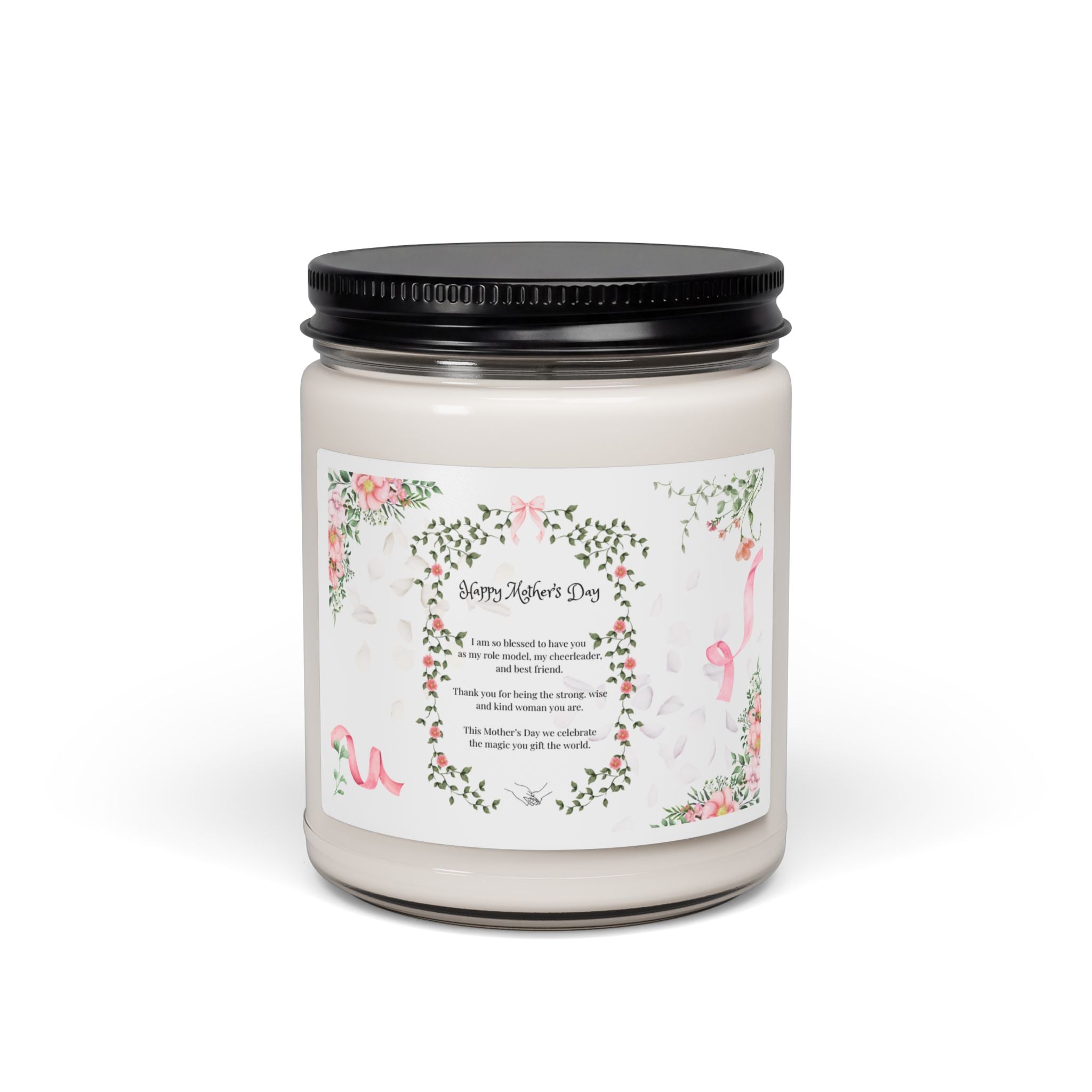 Happy Mother's Day Floral Soy Candle 9oz Scented Jar (Pink Edition)