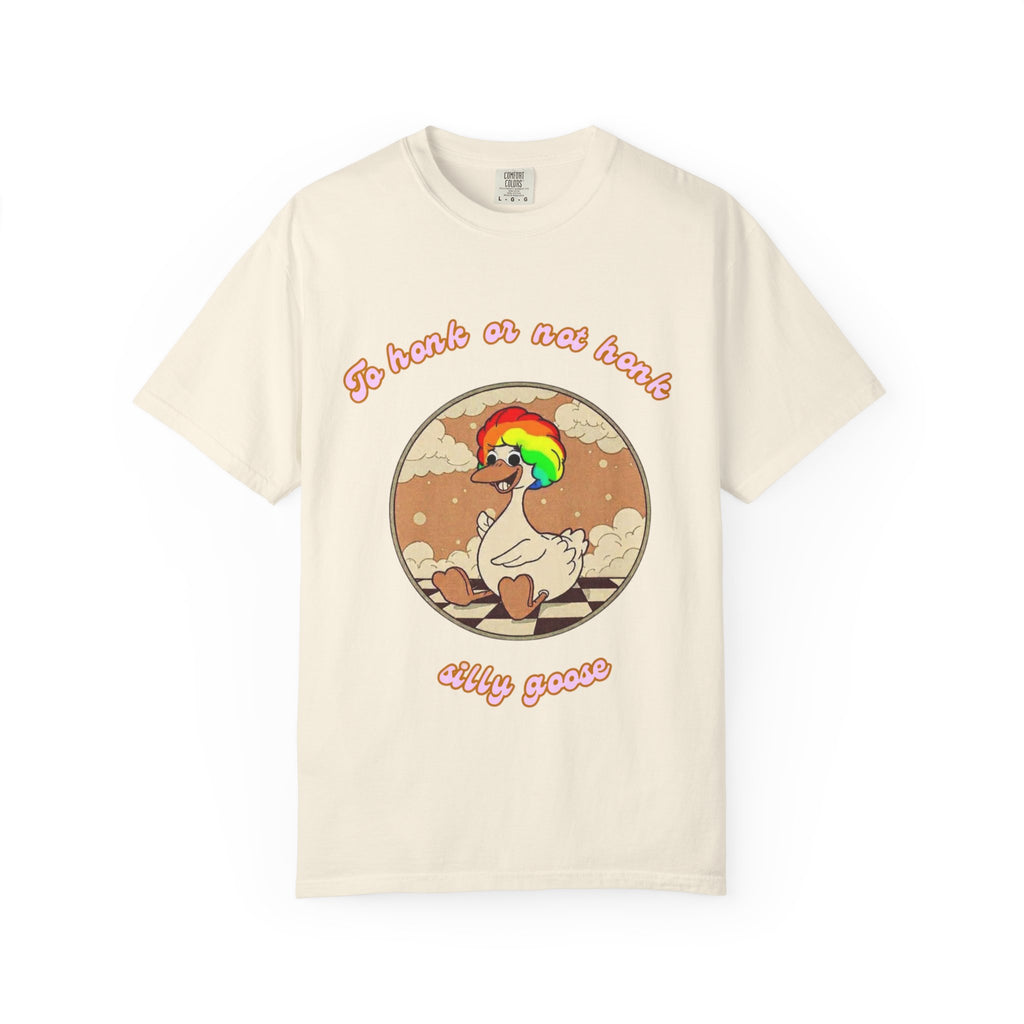 Duck Graphic Tee Shirt — "To honk or not honk, silly goose" Retro Rainbow Design