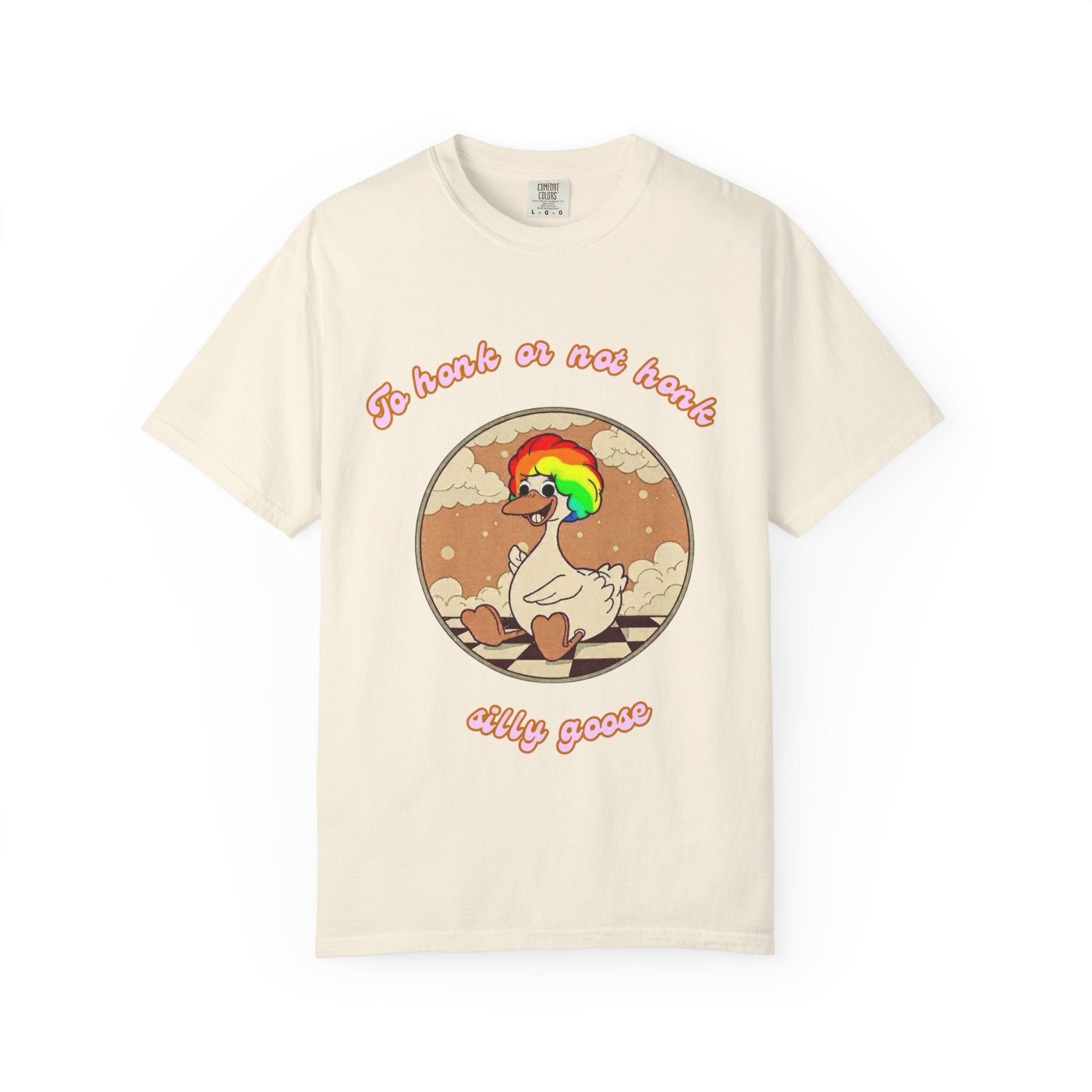 Duck Graphic Tee Shirt — "To honk or not honk, silly goose" Retro Rainbow Design