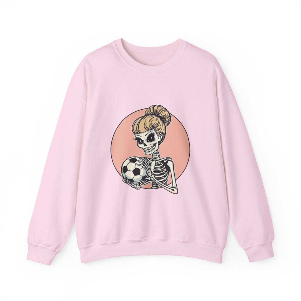 Skeleton Girl Soccer Crewneck Sweatshirt — Cute Gothic Soccer Mom Graphic