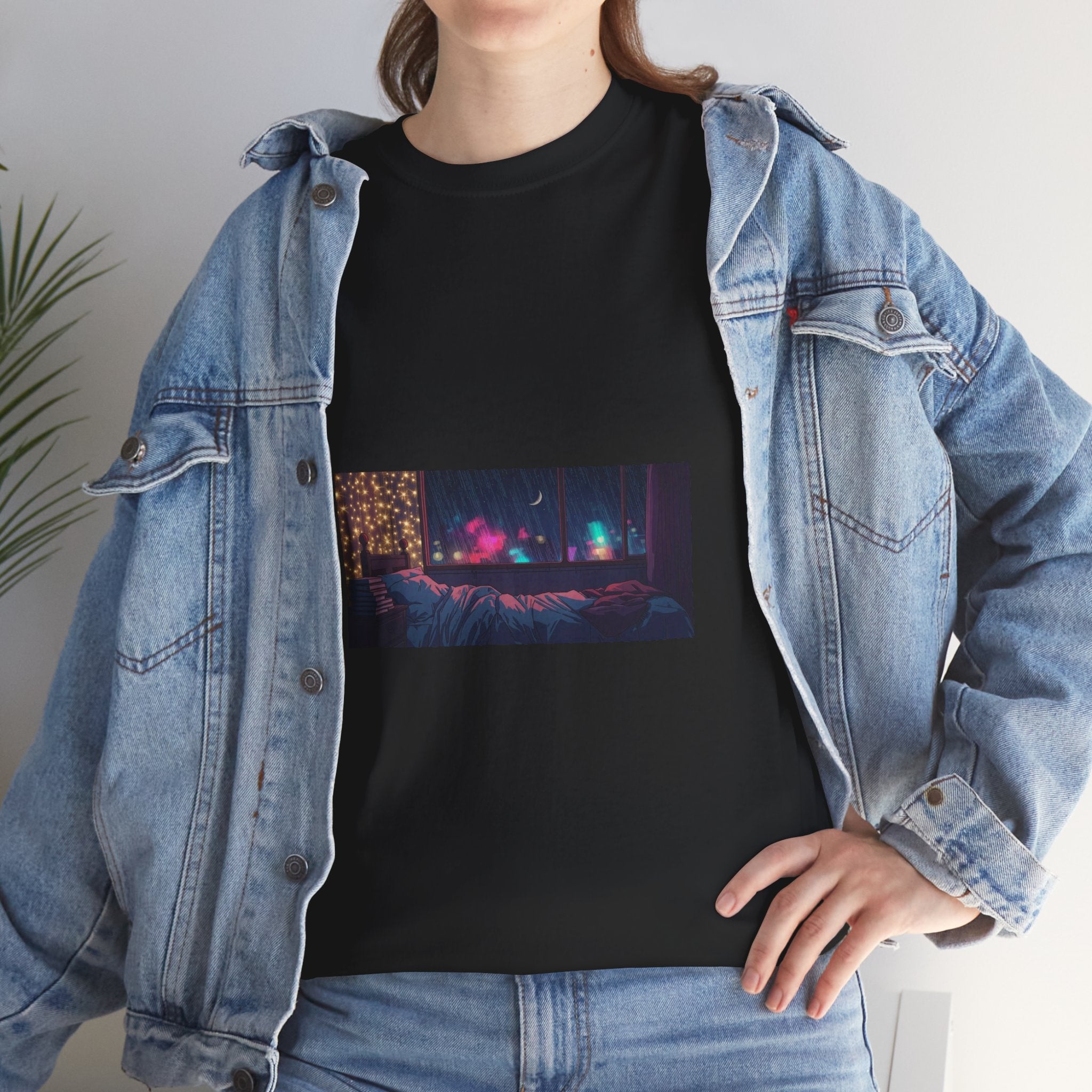 Aesthetic Night Window Tee – Cozy Nightcore Bedroom Graphic T-Shirt