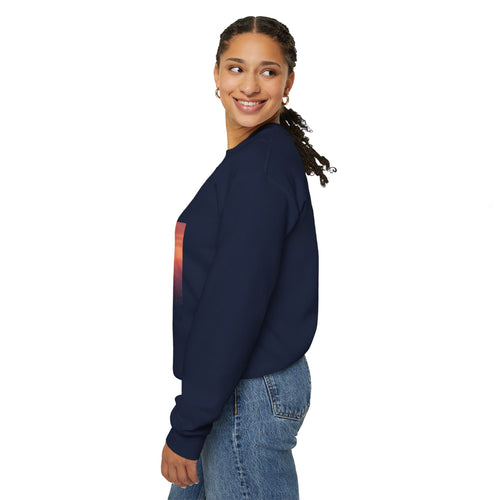 Crewneck Sweatshirt — "I Am Created With Purpose" Inspirational Sunset Design