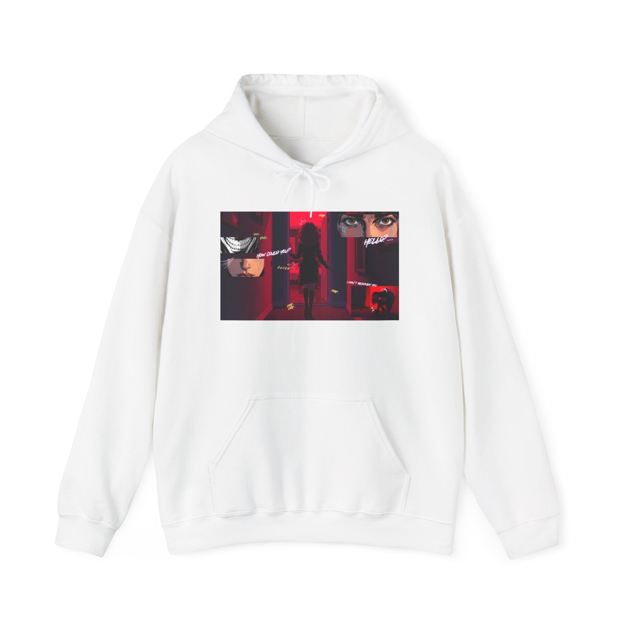 Hoodie - Red Noir Collage Graphic Hoodie (masked eyes, femme fatale)