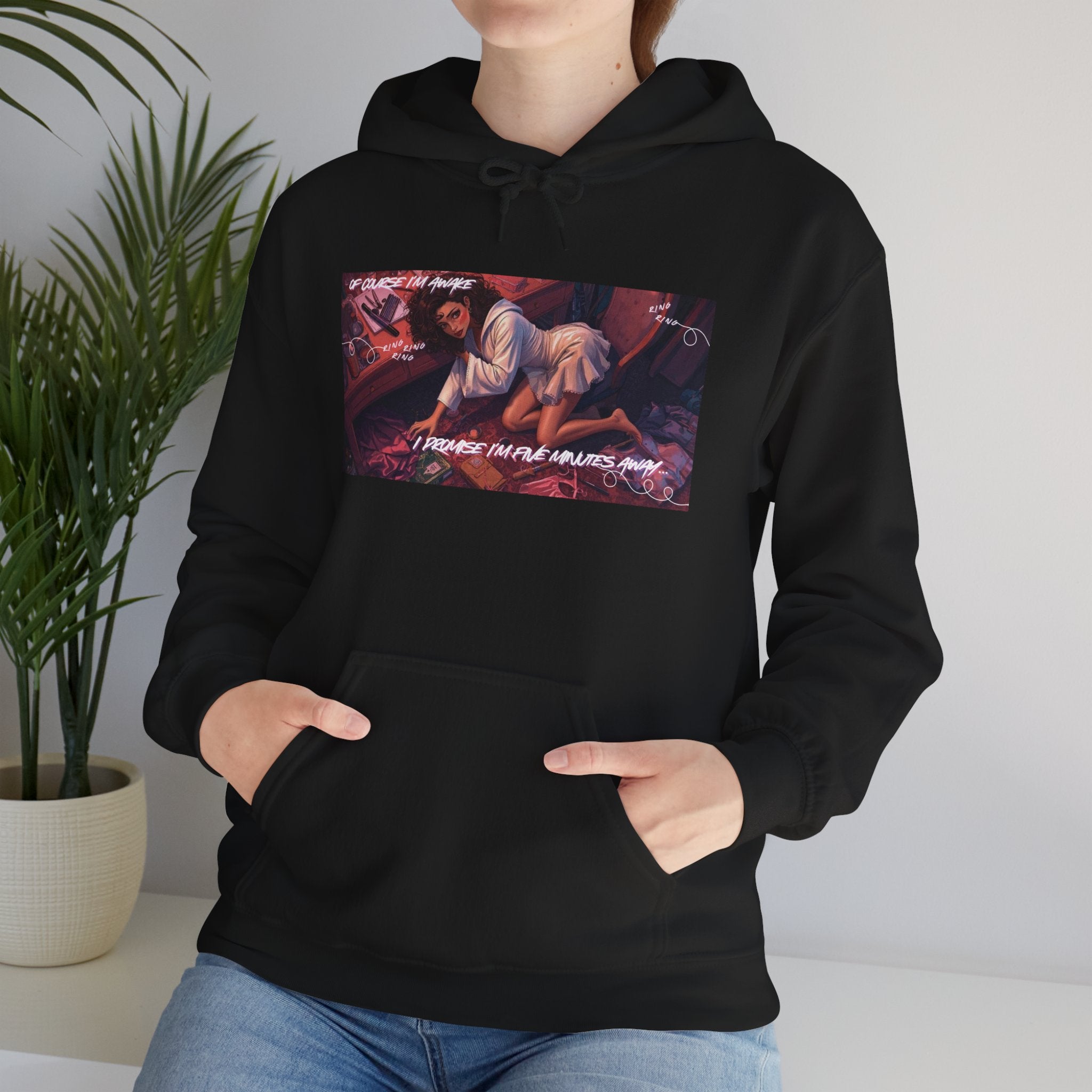 Popular Girl Getting Ready at Her Makeup Vanity - Cozy Night In Hoodie – Retro City Aesthetic Vibes Graphic Hoodie - Comics Style