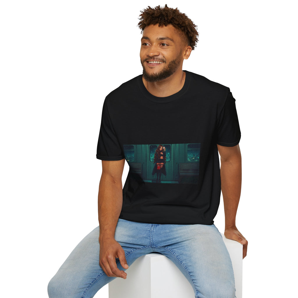 Showgirl's Mysterious Night T-Shirt — Moody Retro Portrait Tee