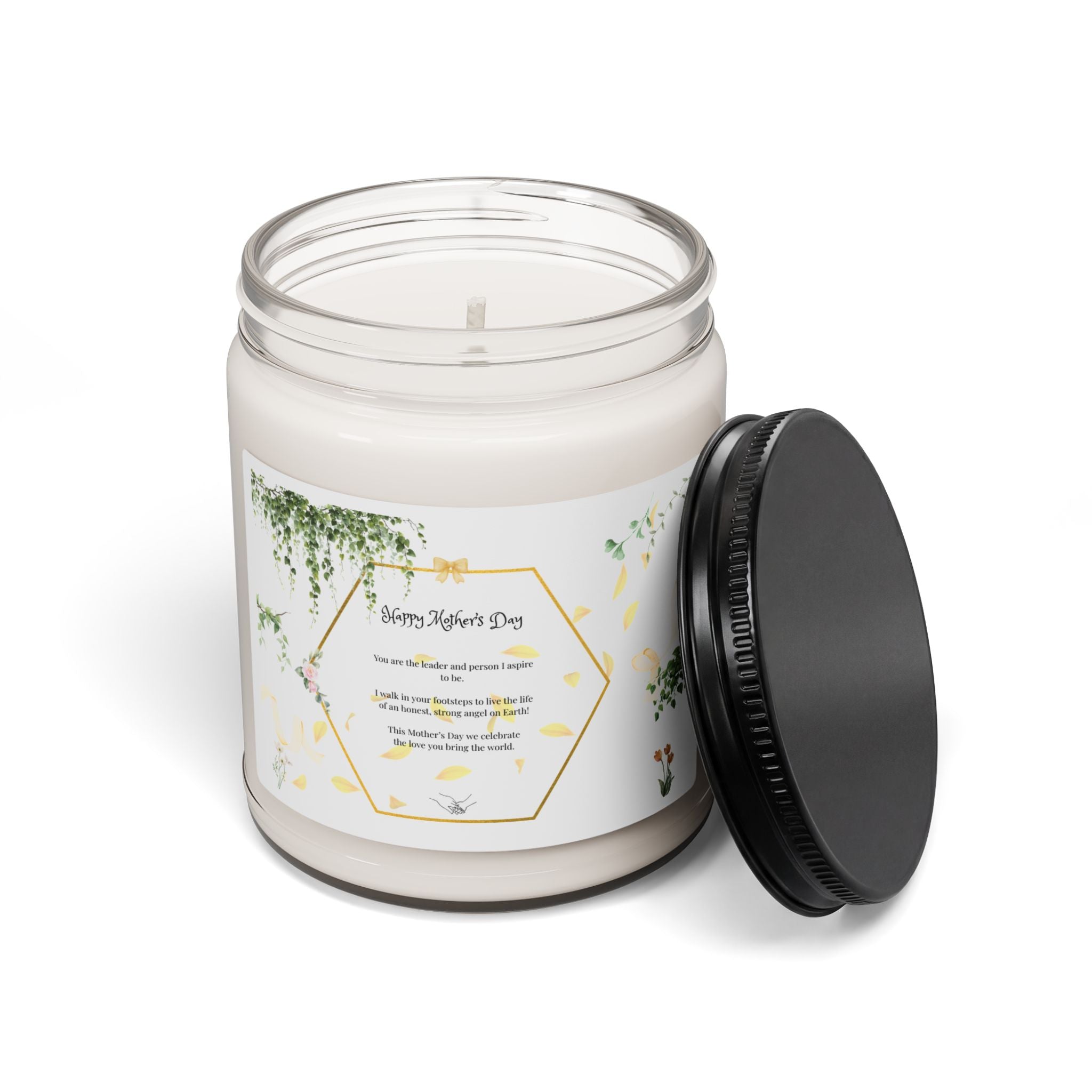 Happy Mother's Day Scented Soy Candle 9oz — Floral & Fresh Gift Jar (Golden Edition)