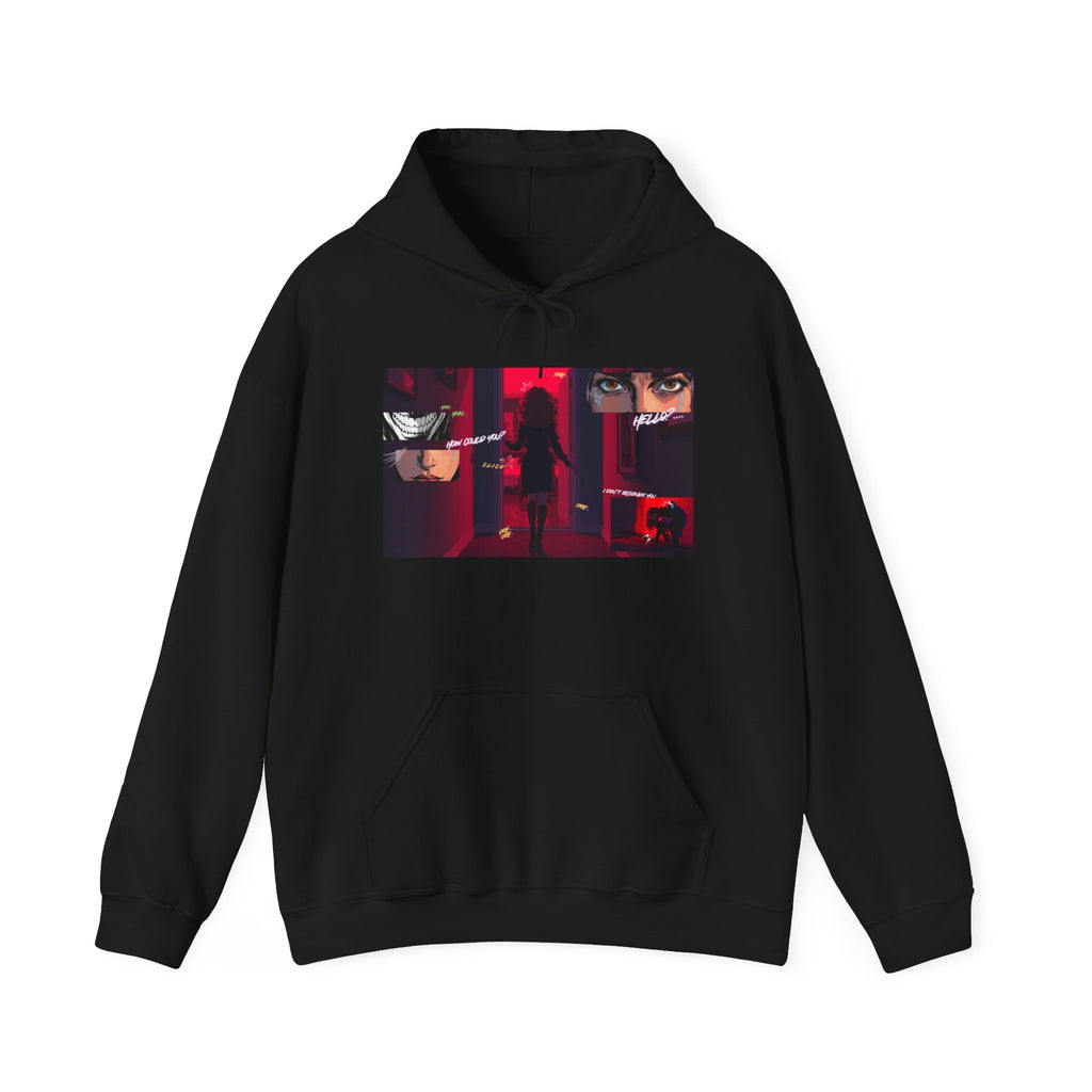 Hoodie - Red Noir Collage Graphic Hoodie (masked eyes, femme fatale)