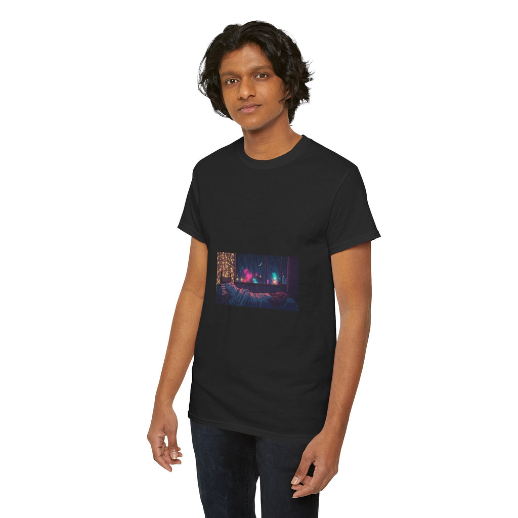 Aesthetic Night Window Tee – Cozy Nightcore Bedroom Graphic T-Shirt