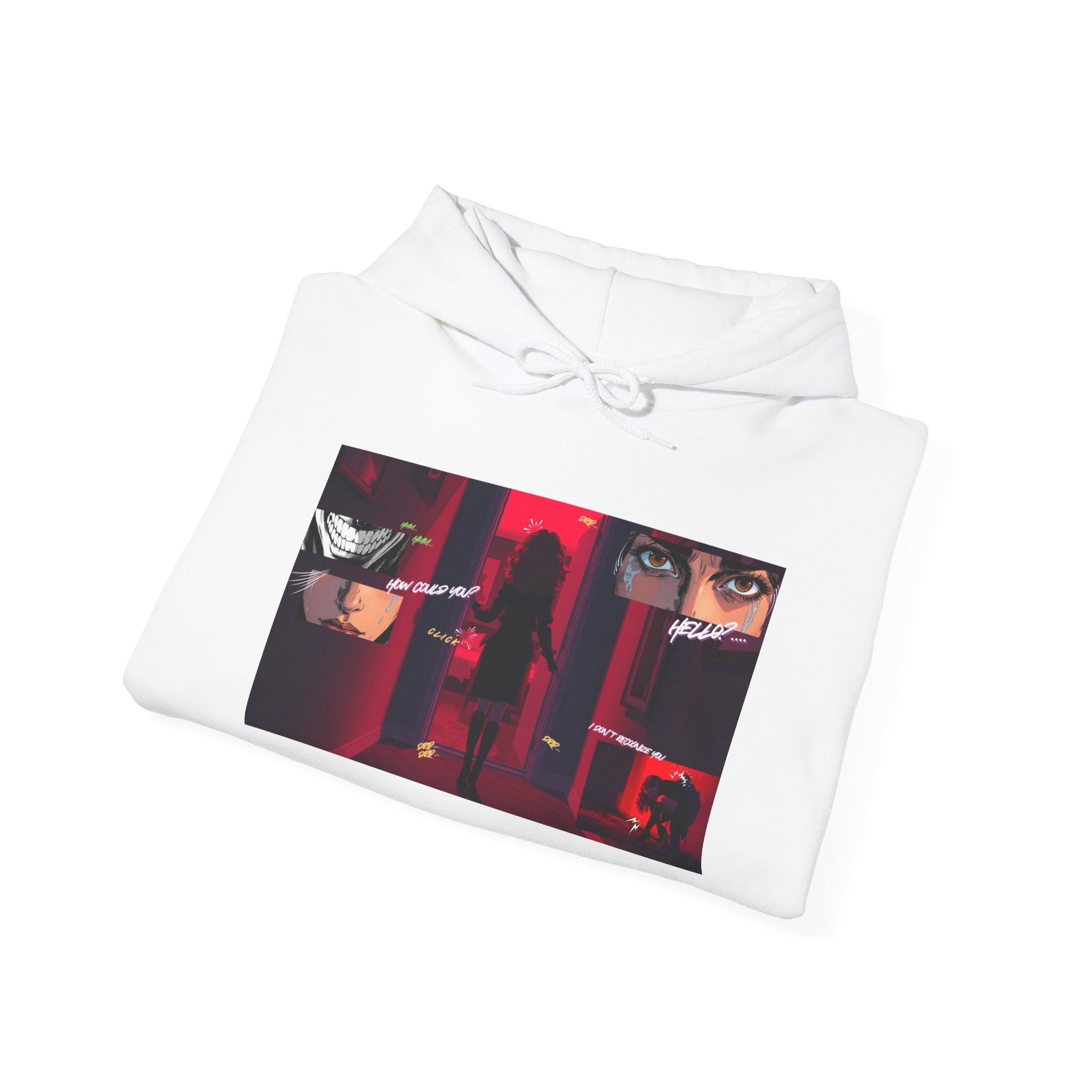 Hoodie - Red Noir Collage Graphic Hoodie (masked eyes, femme fatale)