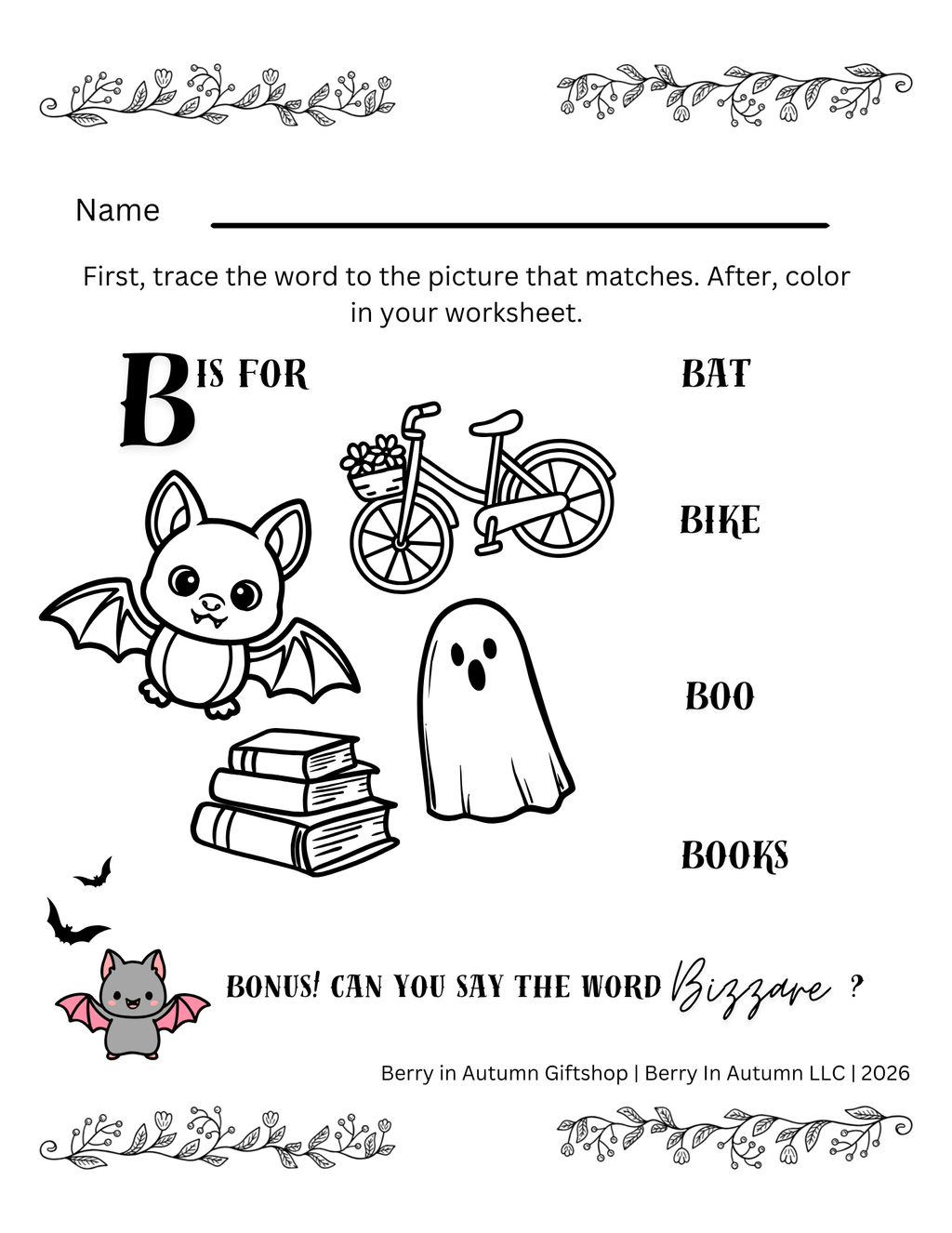 Baby Bat’s First Activity Book | ABCs, Shapes, Safety & Kind Words | Physical and eBook Available for Purchase